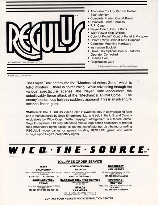 Regulus (315-5033) Arcade Game Cover
